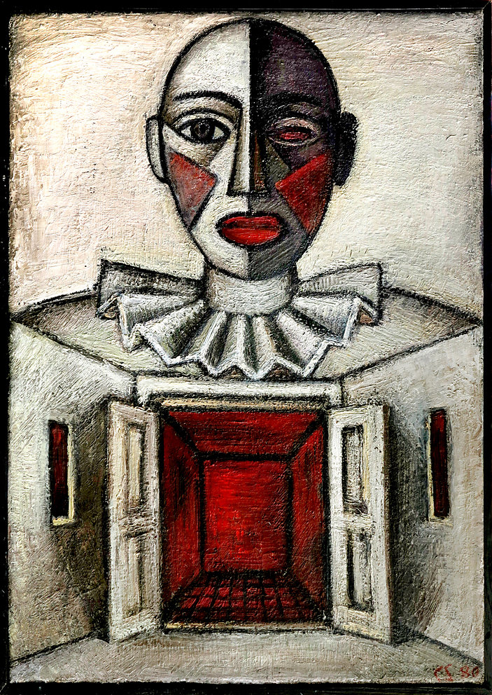 "Der Klappclown, Öl/LW, 1984