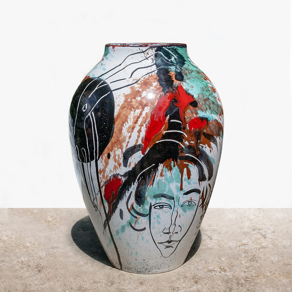Bodenvase (Majolika - Abguß Max Laeuger Vase von 1900), Majolika 2001